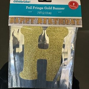 Celebrate Gold Foil Fringe Birthday Banner- free when bundled